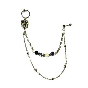 Buddha Charm Opal & Crystal Beaded Double Chain Captive Ring